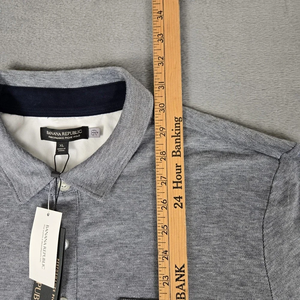 Banana Republic Shirt Performance Pique Polo Mens XL Gray Casual‎ Pocket NWT